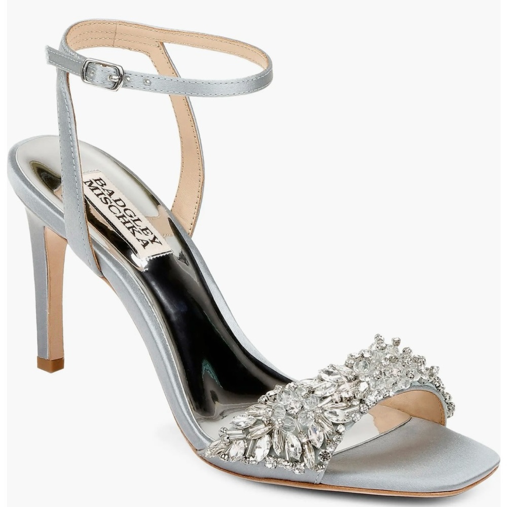 Badgley Mischka Embellished Ankle Strap Sandal, Baby Blue, size 12M